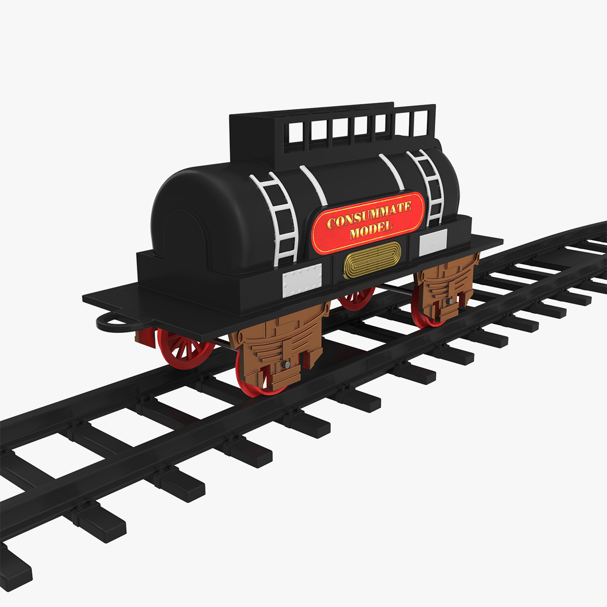 Toy Train Tank with Rails 3D Model