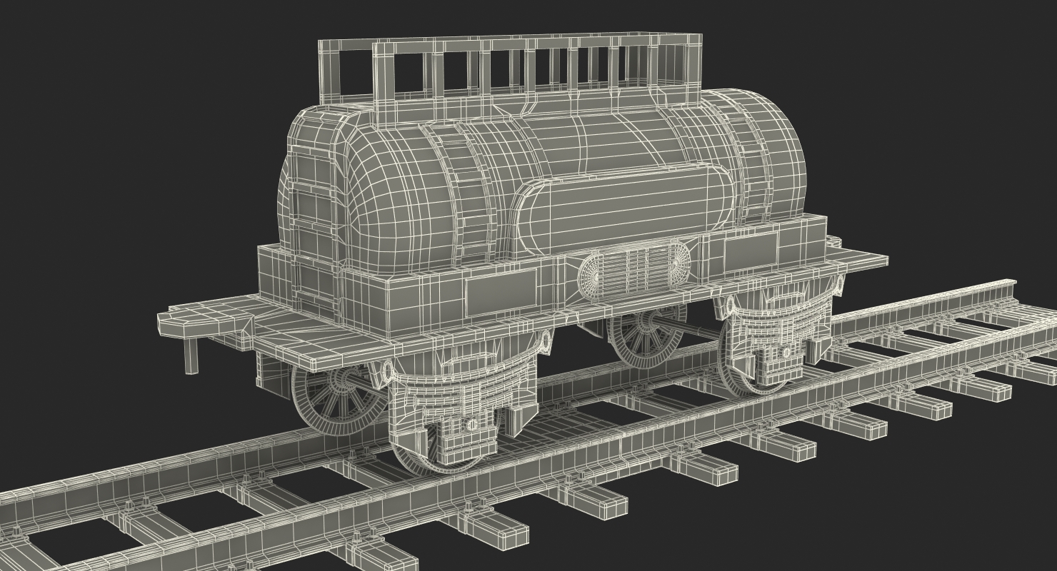 3D model Toy Train Tank with Rails