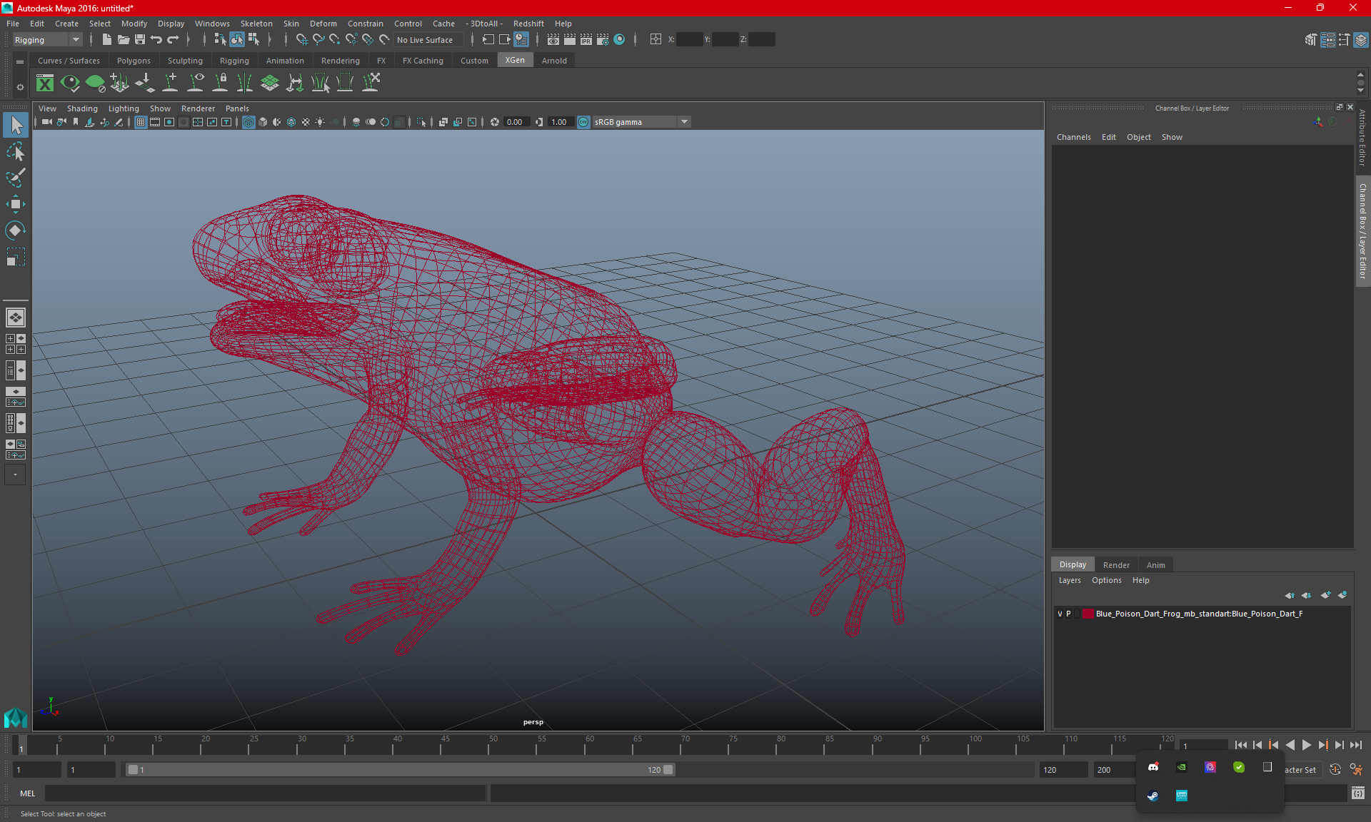 3D Blue Poison Dart Frog