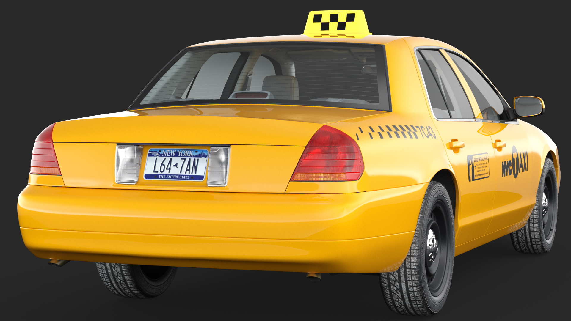 3D Generic Yellow Taxi Rigged