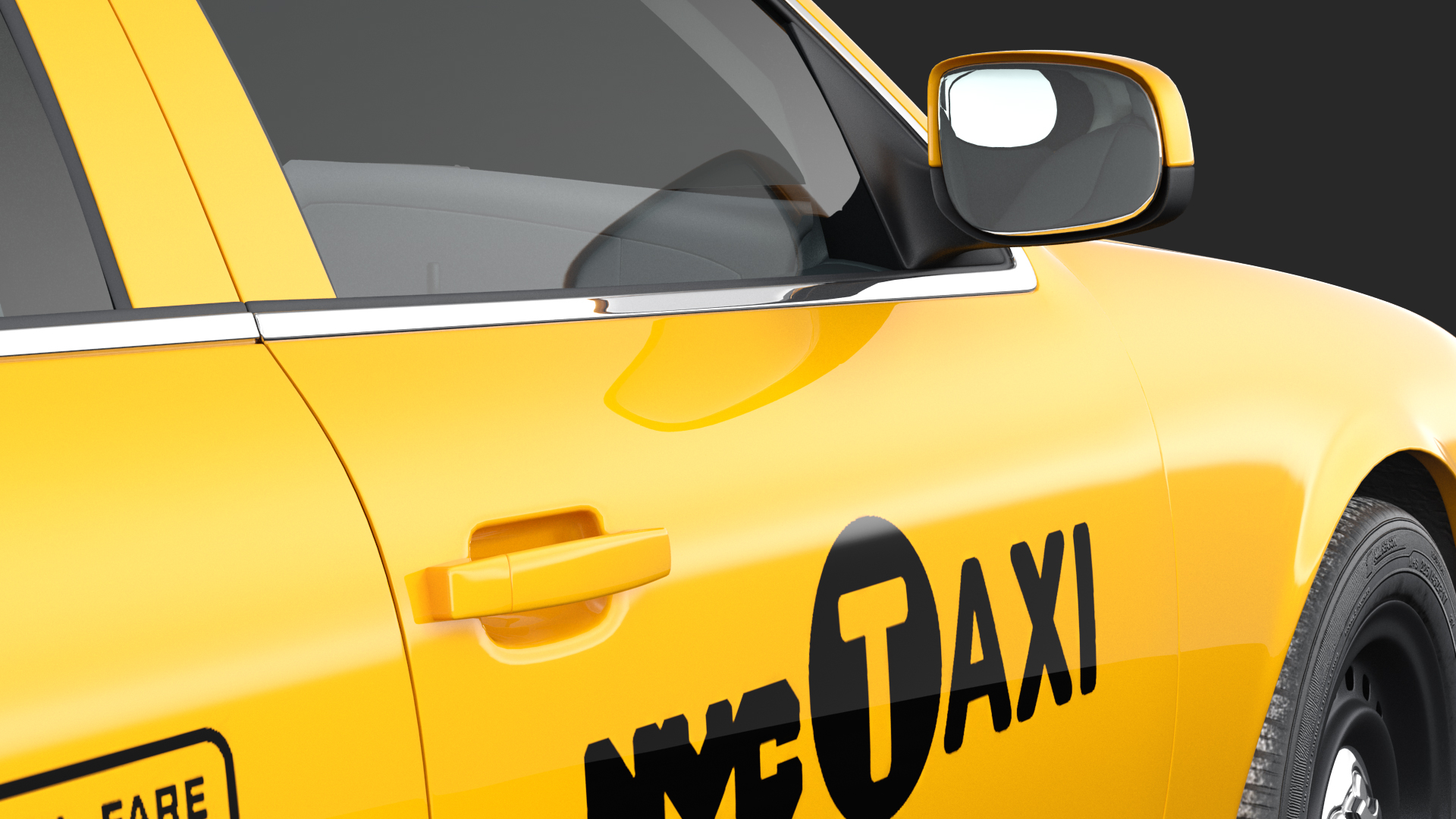 3D Generic Yellow Taxi Rigged