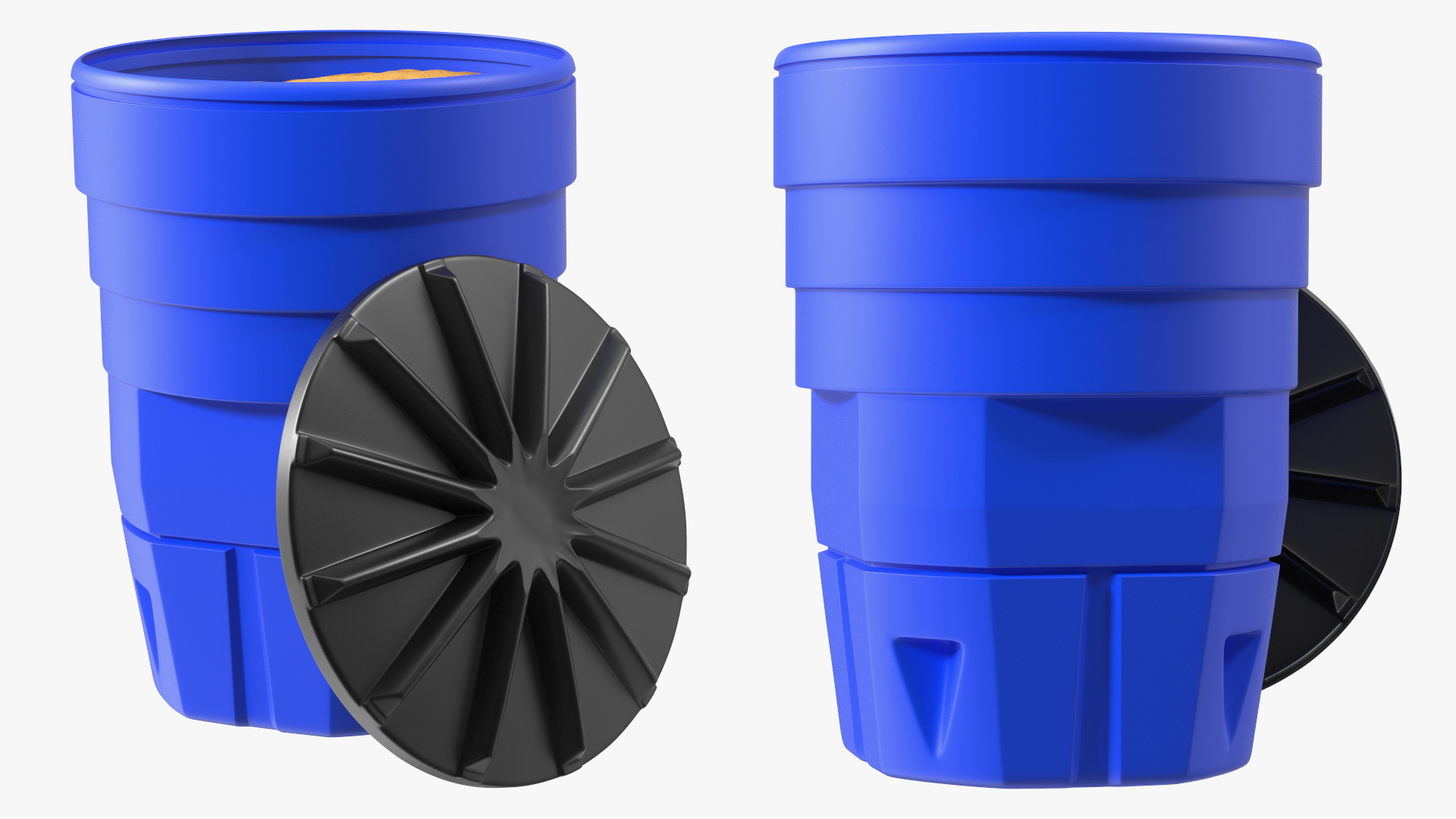 Blue Plastic Barrel with Sand 3D model