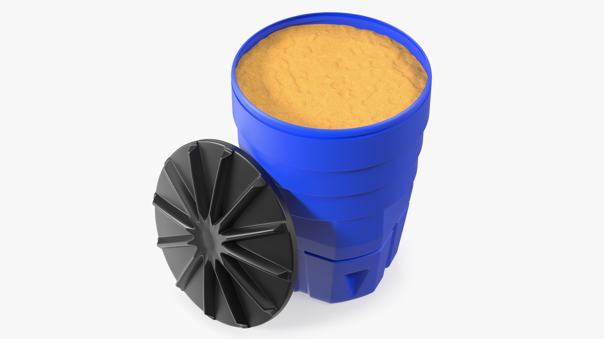 Blue Plastic Barrel with Sand 3D model