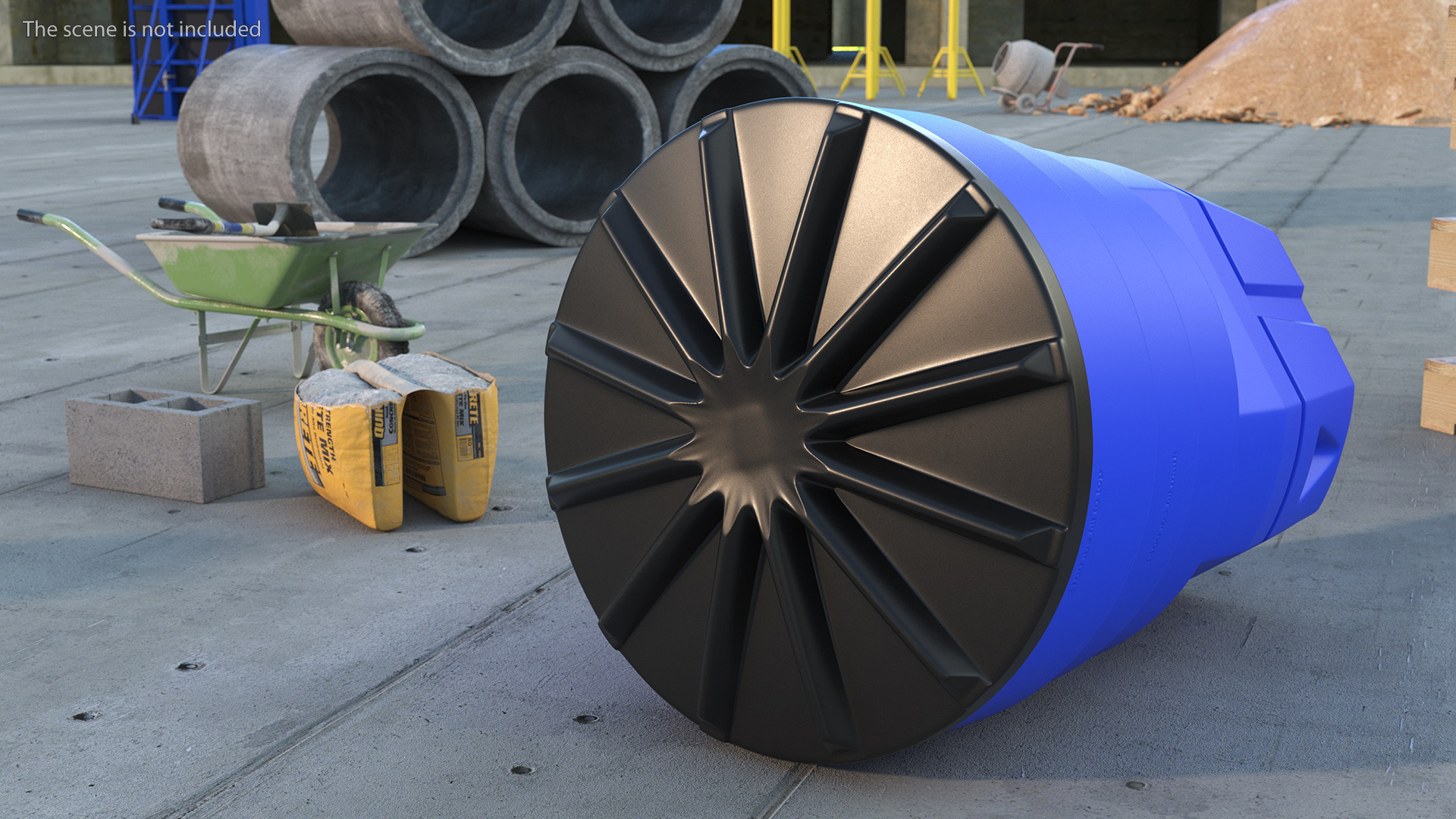 Blue Plastic Barrel with Sand 3D model