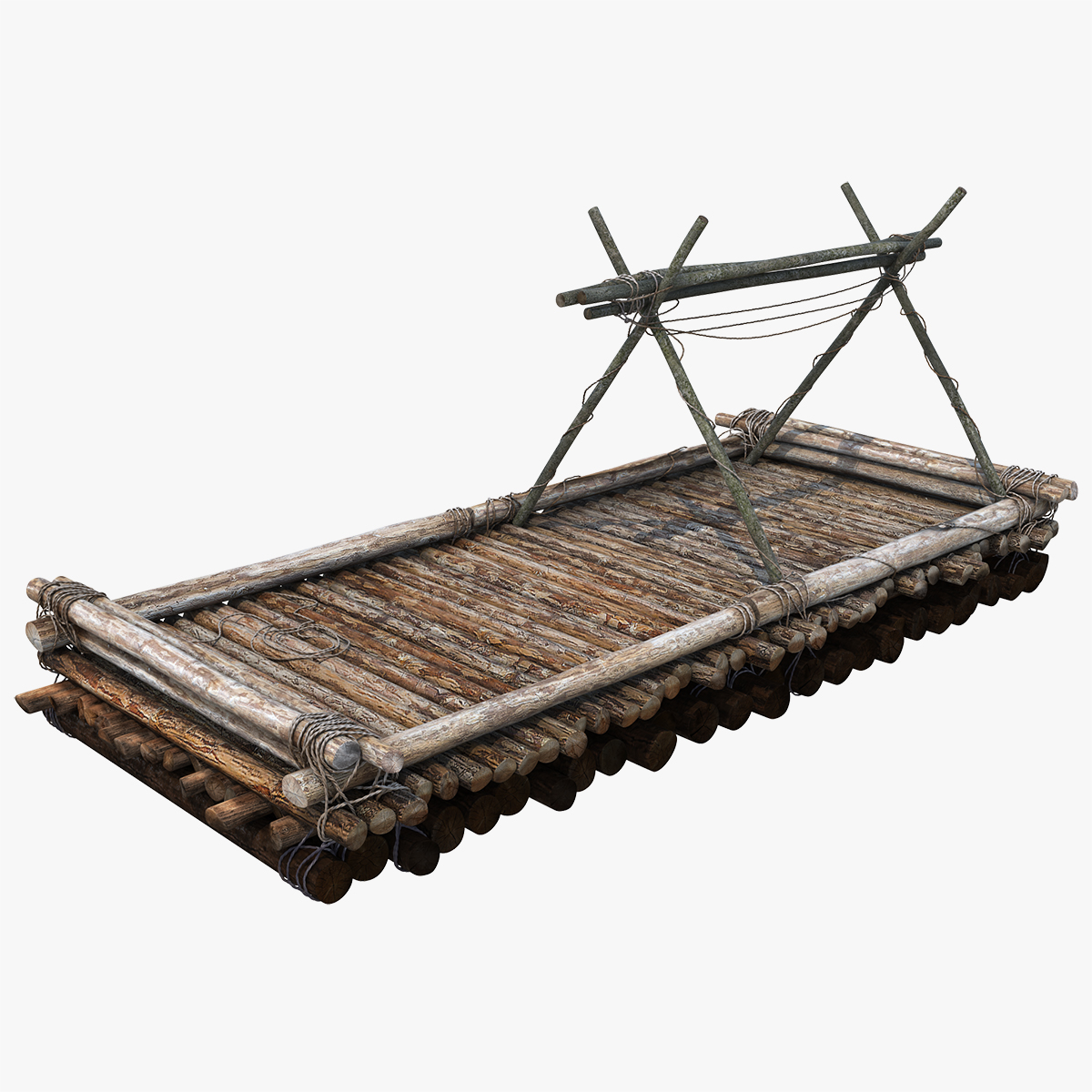 Wooden Raft 3D Model, view 4