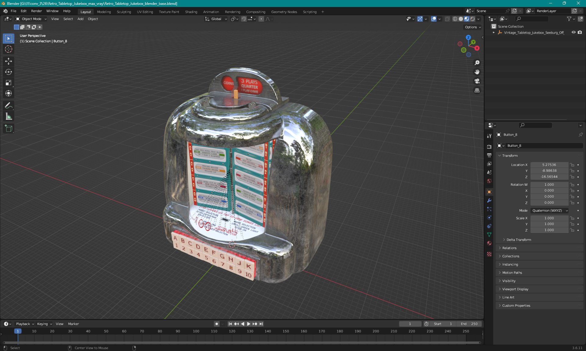 Retro Tabletop Jukebox 3D