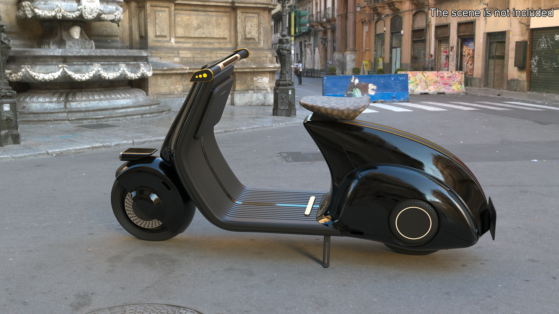 3D Designer Electric Scooter Black Parked model