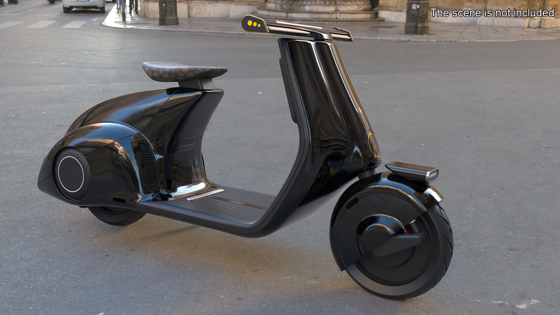 3D Designer Electric Scooter Black Parked model