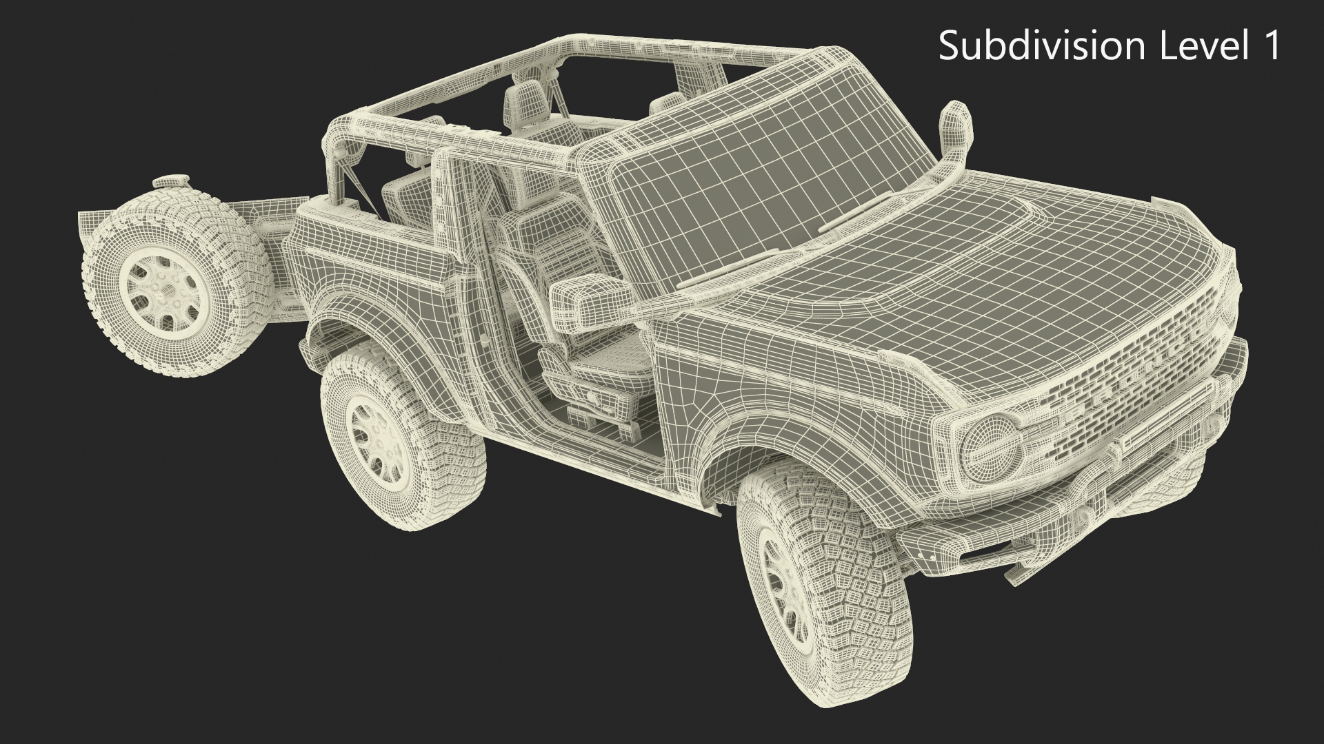 3D model 4X4 Ford Bronco Two Door Race Red Rigged