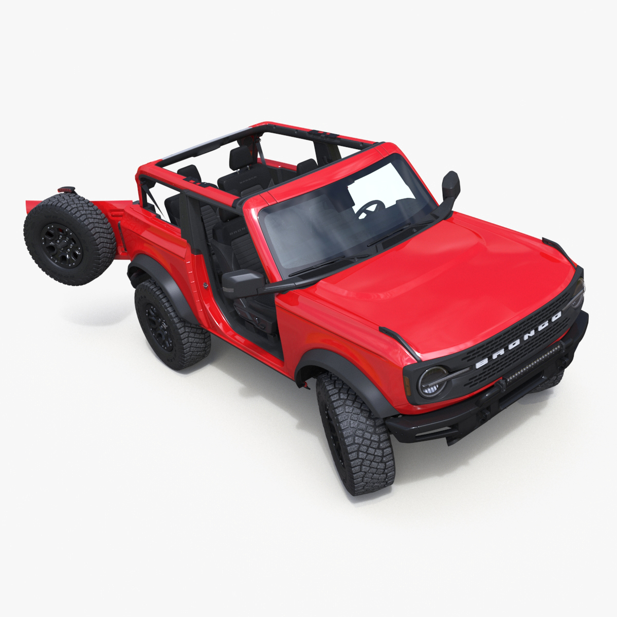 3D model 4X4 Ford Bronco Two Door Race Red Rigged