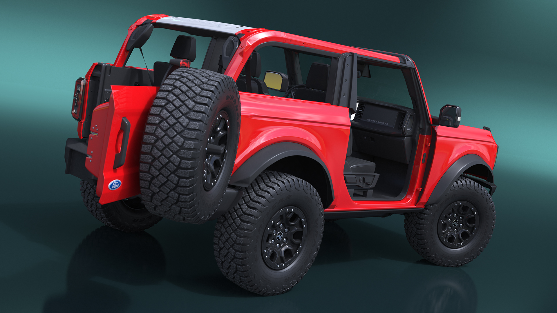3D model 4X4 Ford Bronco Two Door Race Red Rigged