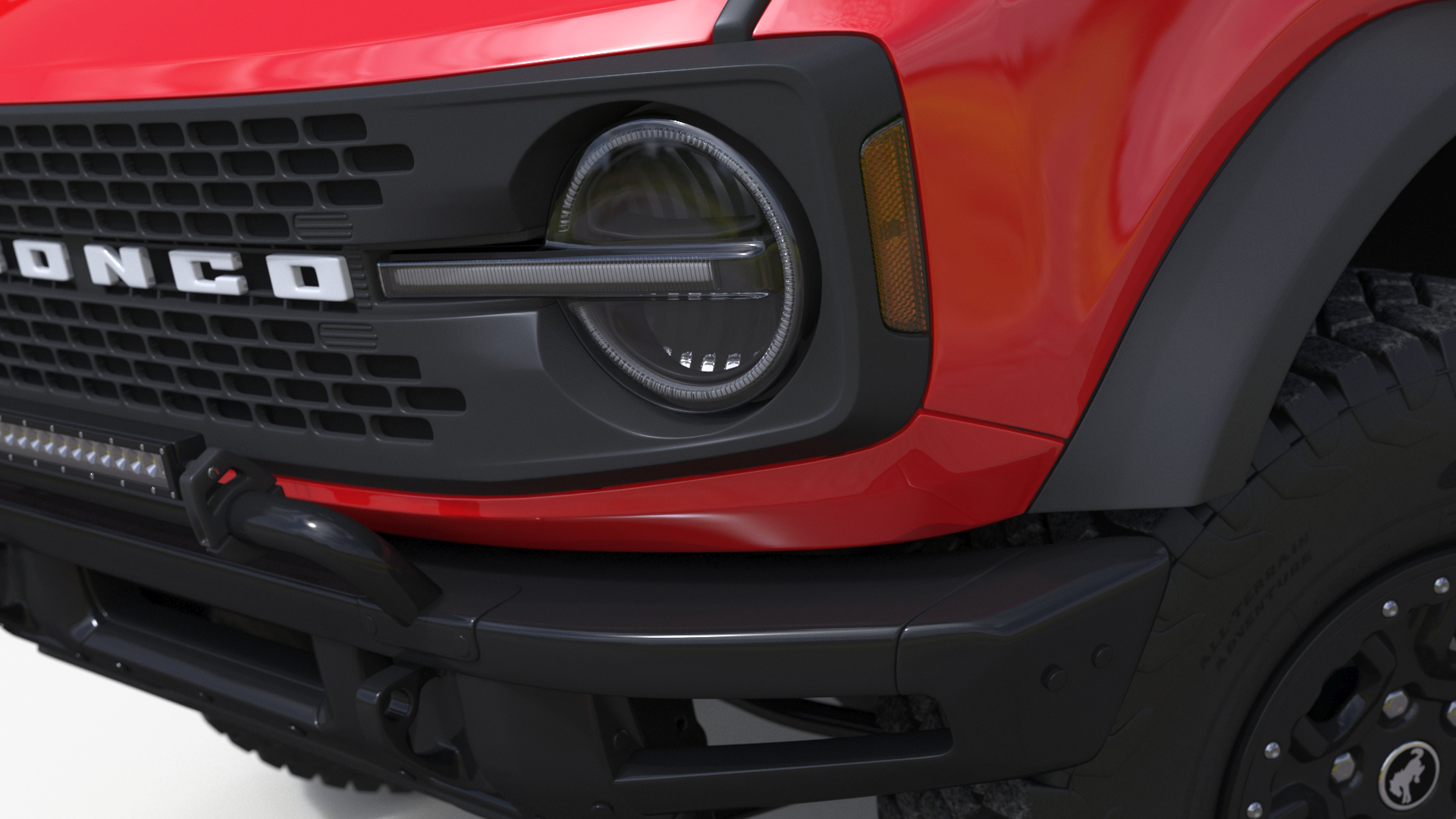 3D model 4X4 Ford Bronco Two Door Race Red Rigged