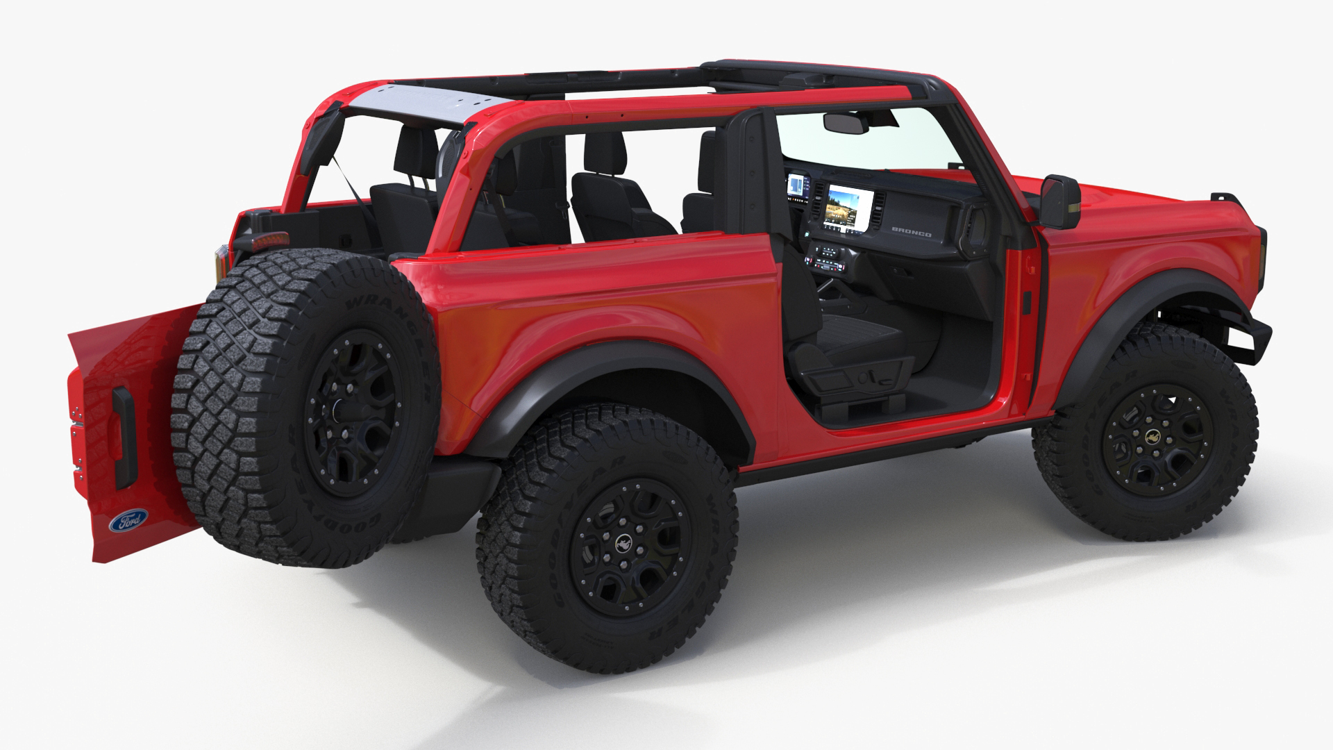 3D model 4X4 Ford Bronco Two Door Race Red Rigged