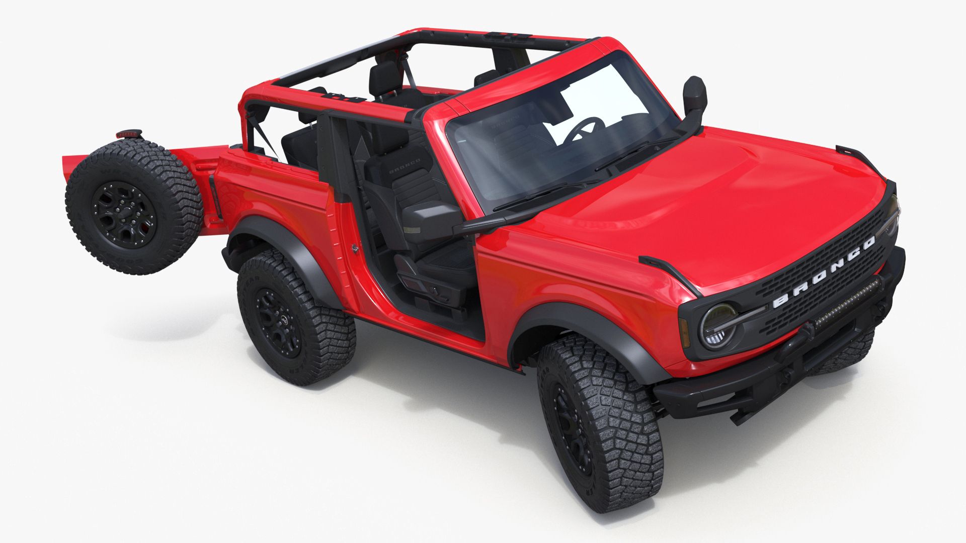 3D model 4X4 Ford Bronco Two Door Race Red Rigged