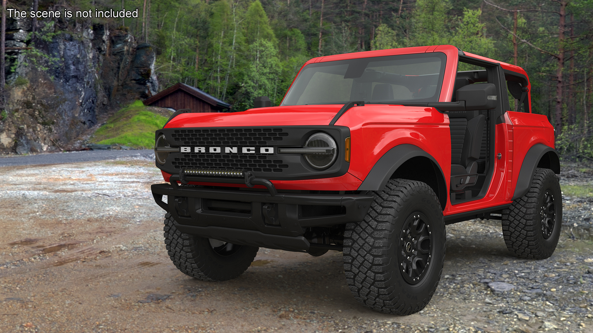 3D model 4X4 Ford Bronco Two Door Race Red Rigged