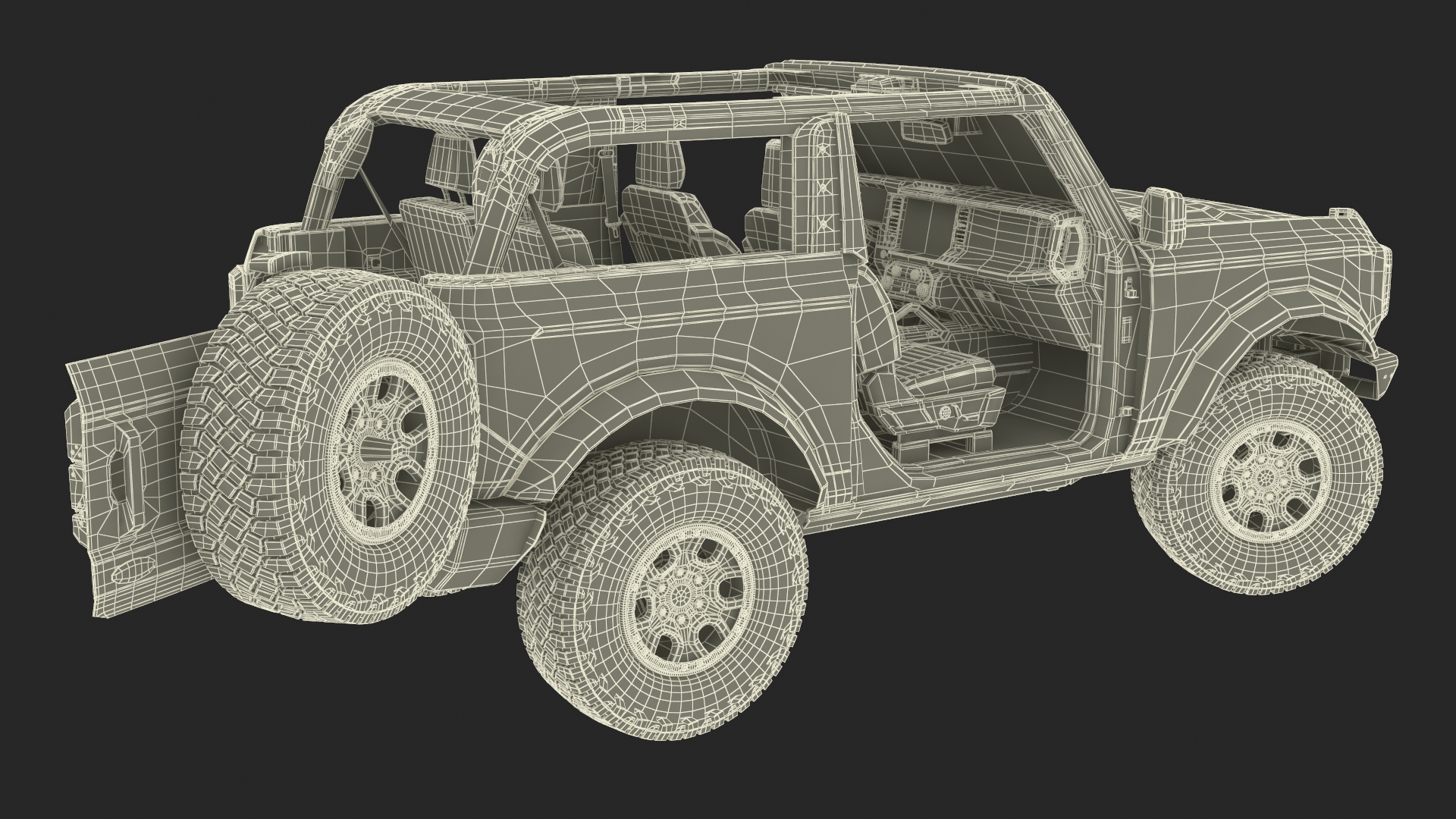 3D model 4X4 Ford Bronco Two Door Race Red Rigged