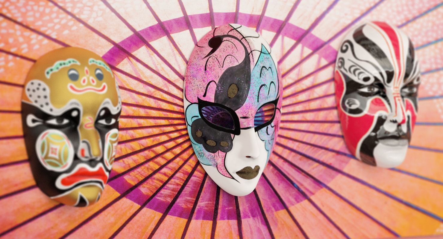 Porcelain Wall Decor Female Mask 3D
