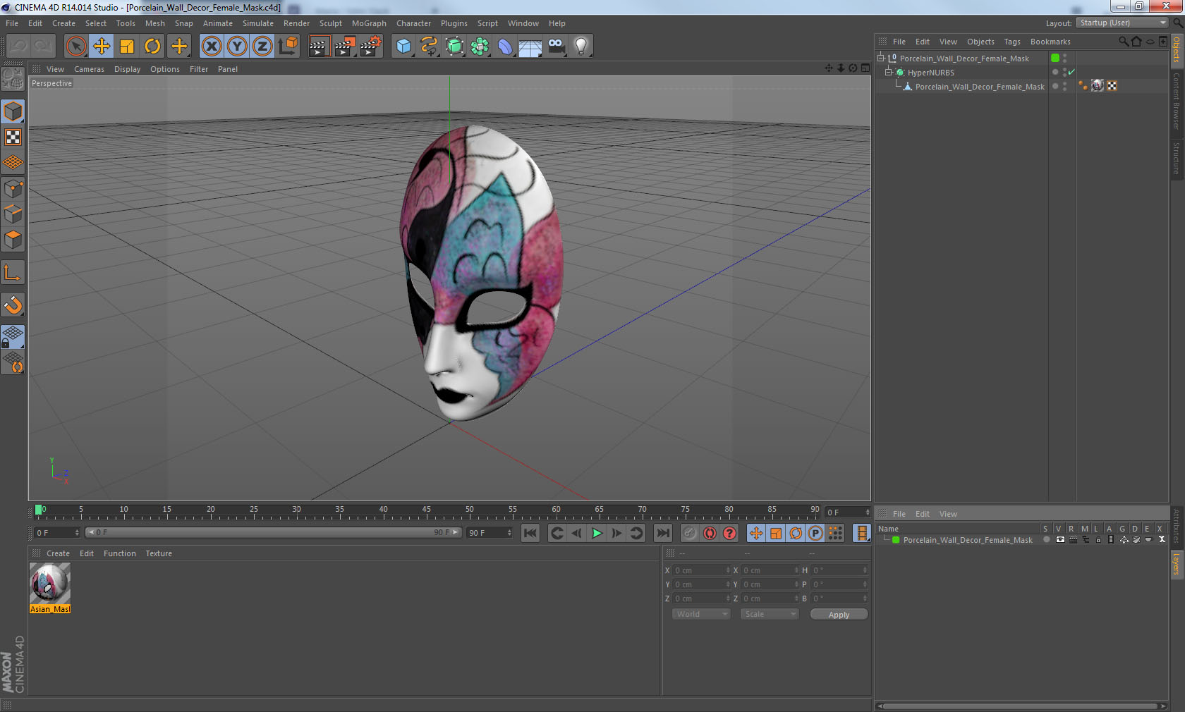 Porcelain Wall Decor Female Mask 3D