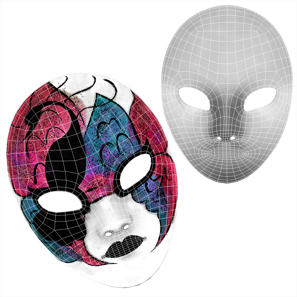 Porcelain Wall Decor Female Mask 3D