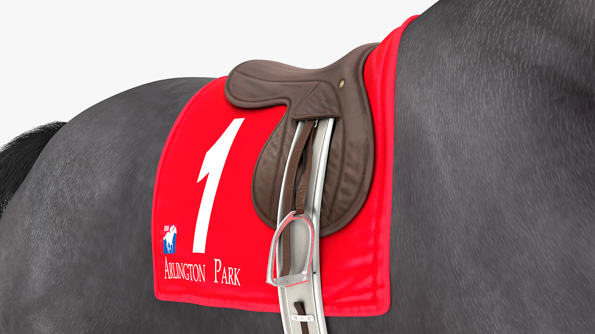 3D model Jumping Black Racing Horse Fur
