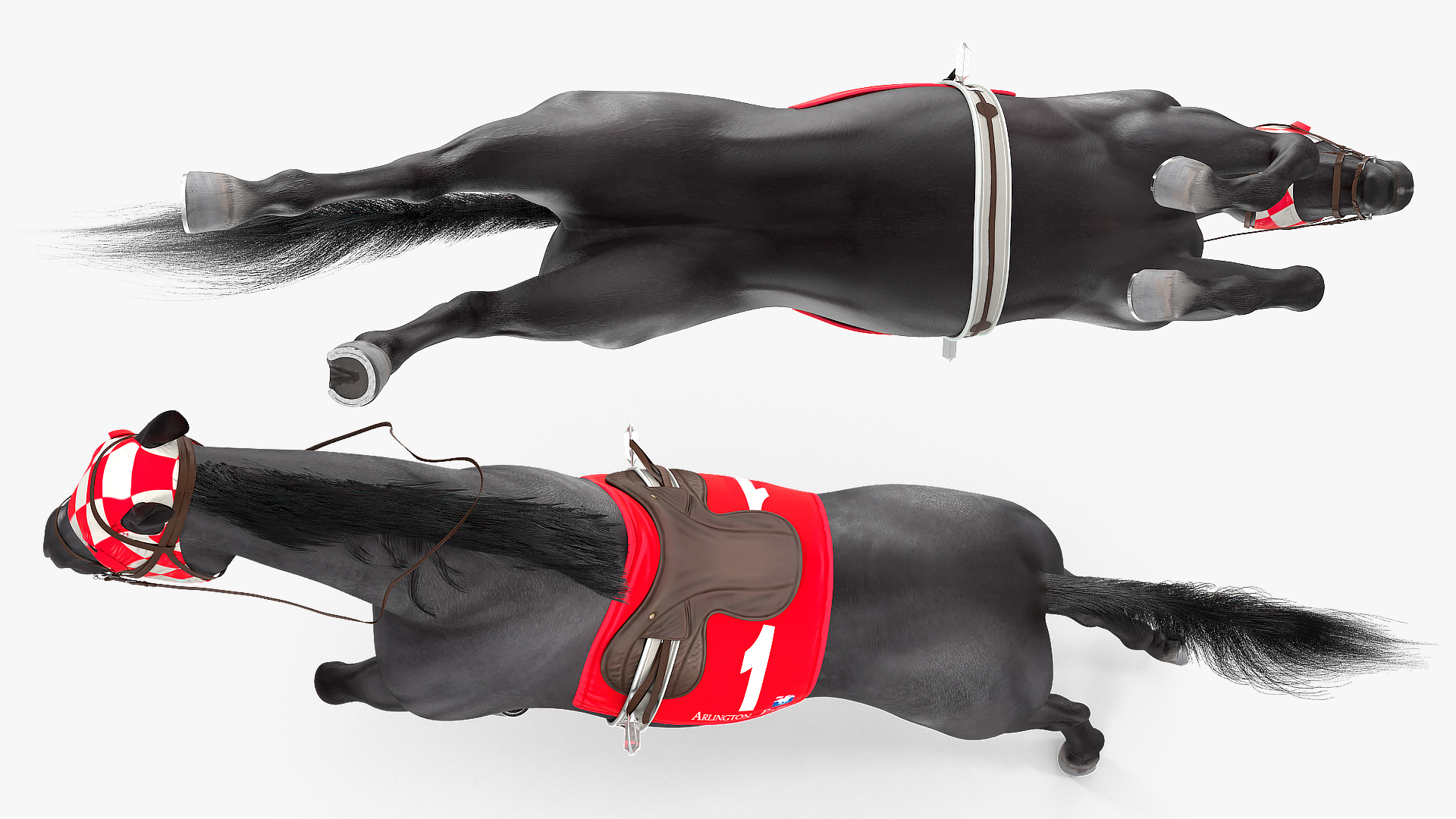 3D model Jumping Black Racing Horse Fur