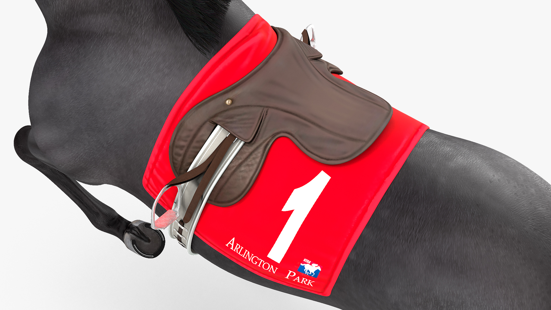 3D model Jumping Black Racing Horse Fur