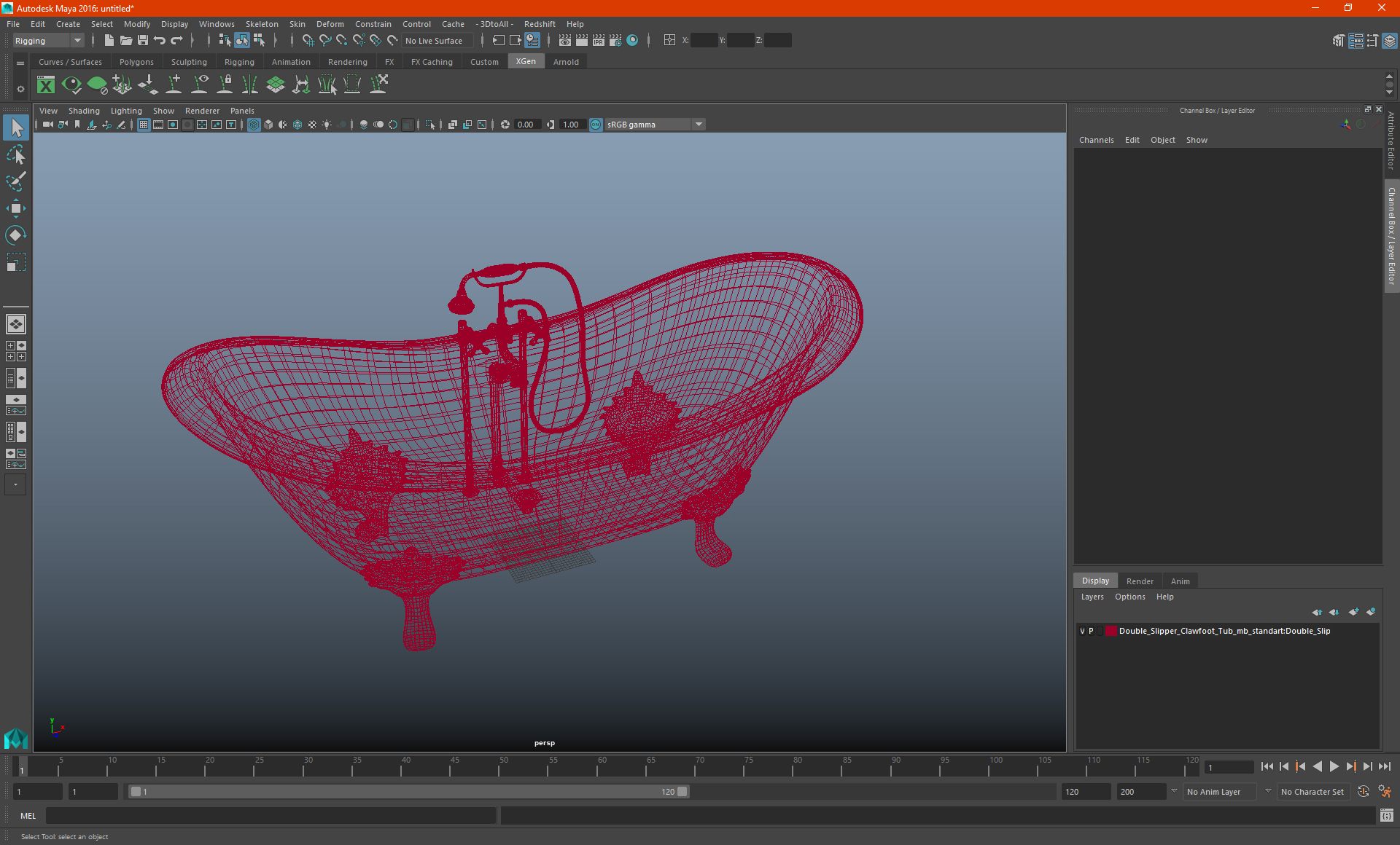 Double Slipper Clawfoot Tub 3D