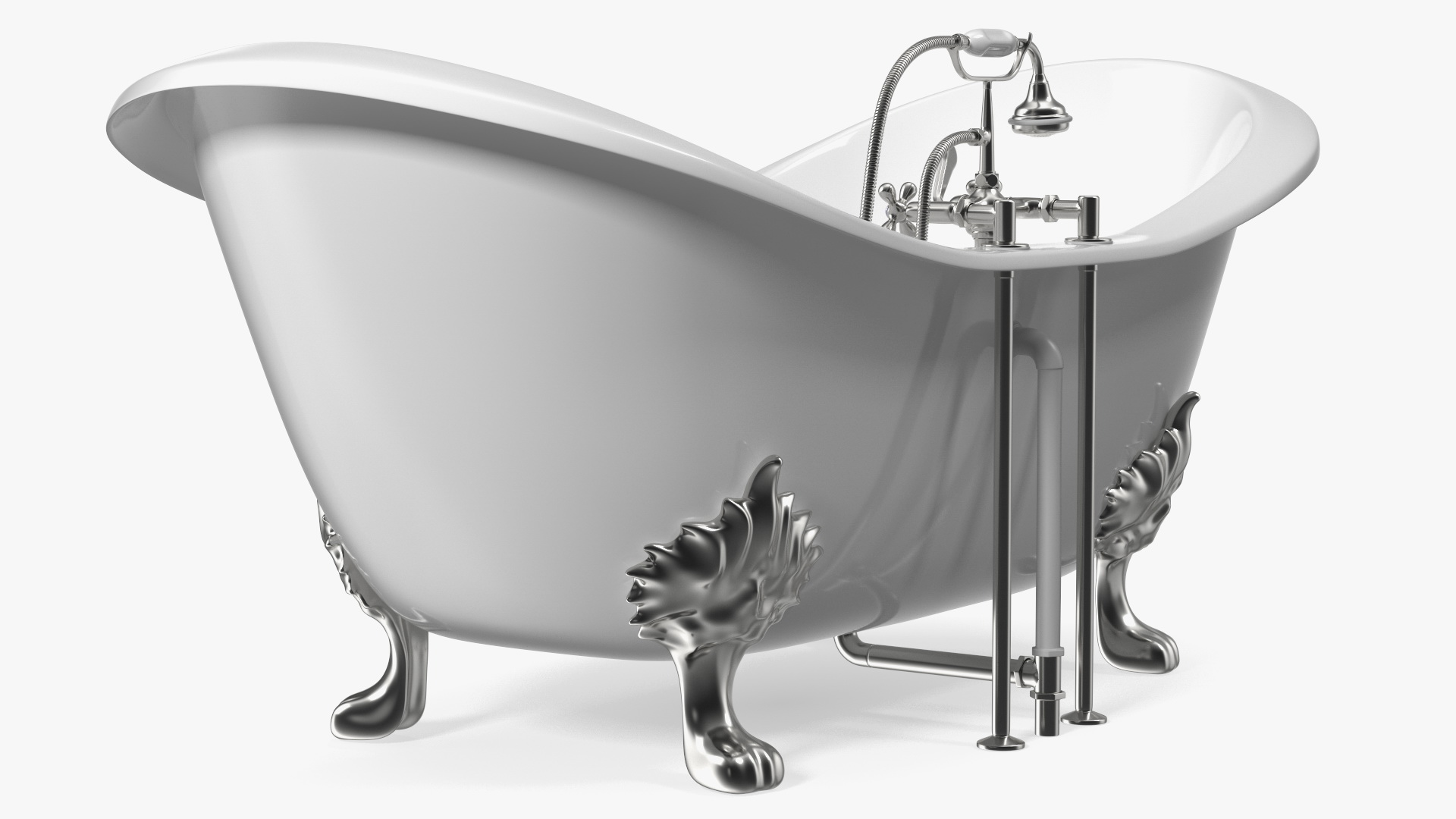 Double Slipper Clawfoot Tub 3D