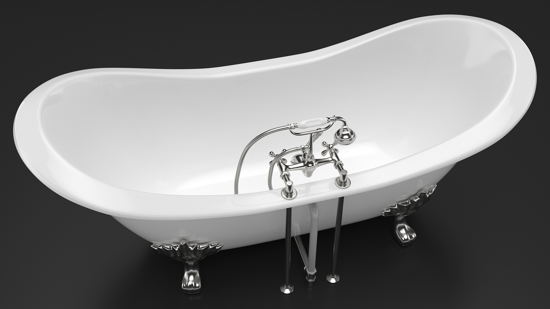 Double Slipper Clawfoot Tub 3D