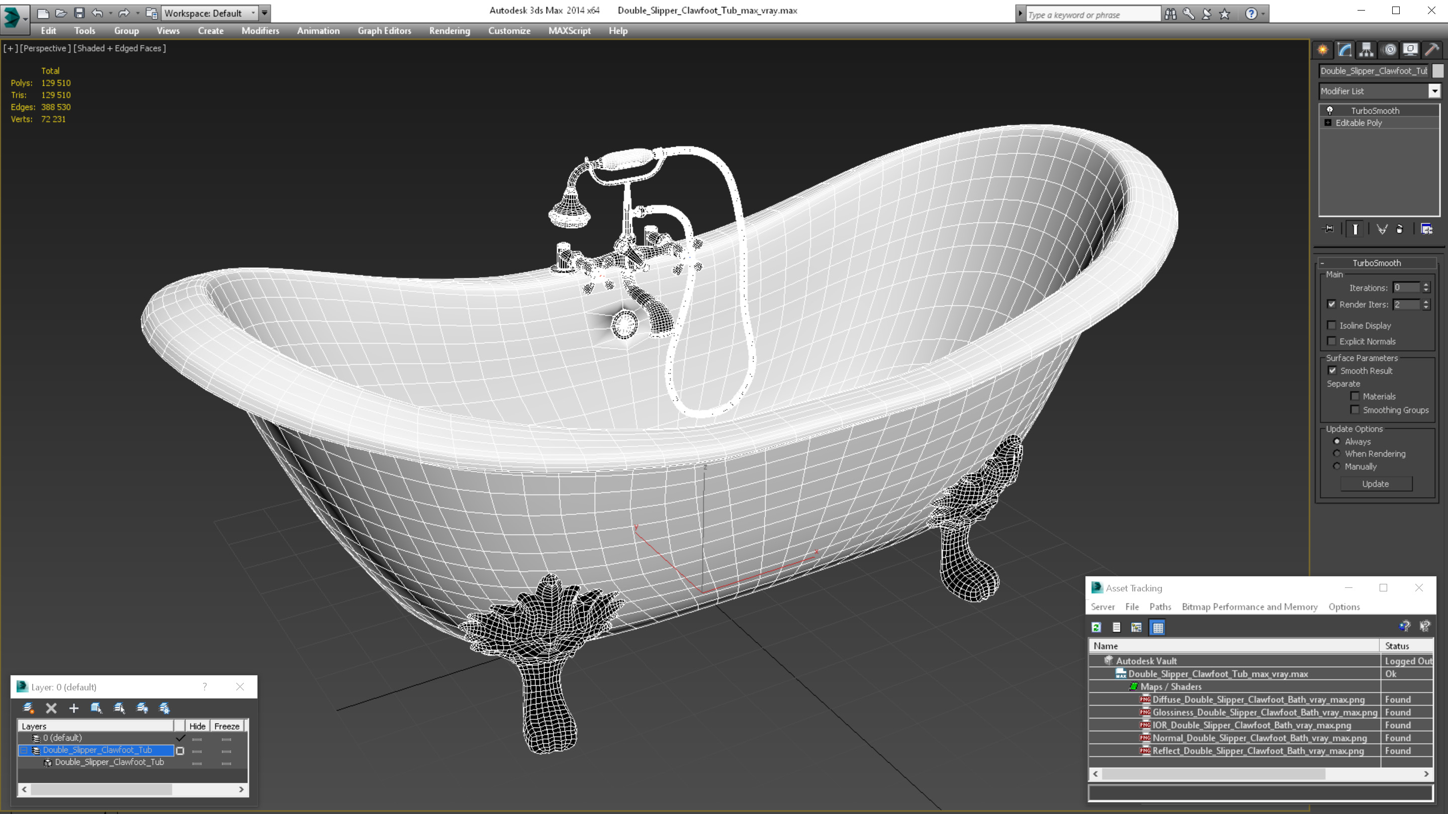 Double Slipper Clawfoot Tub 3D
