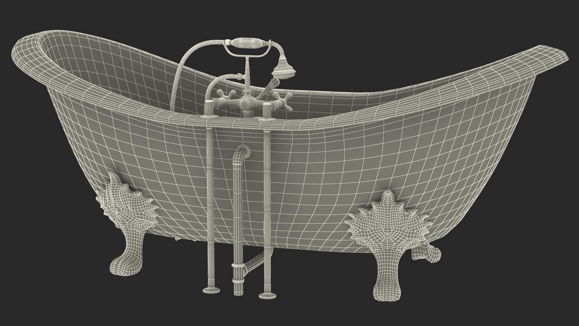 Double Slipper Clawfoot Tub 3D