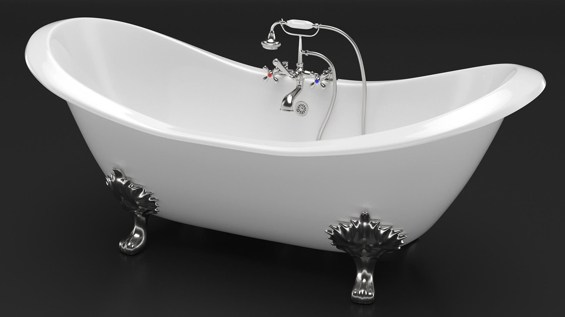 Double Slipper Clawfoot Tub 3D