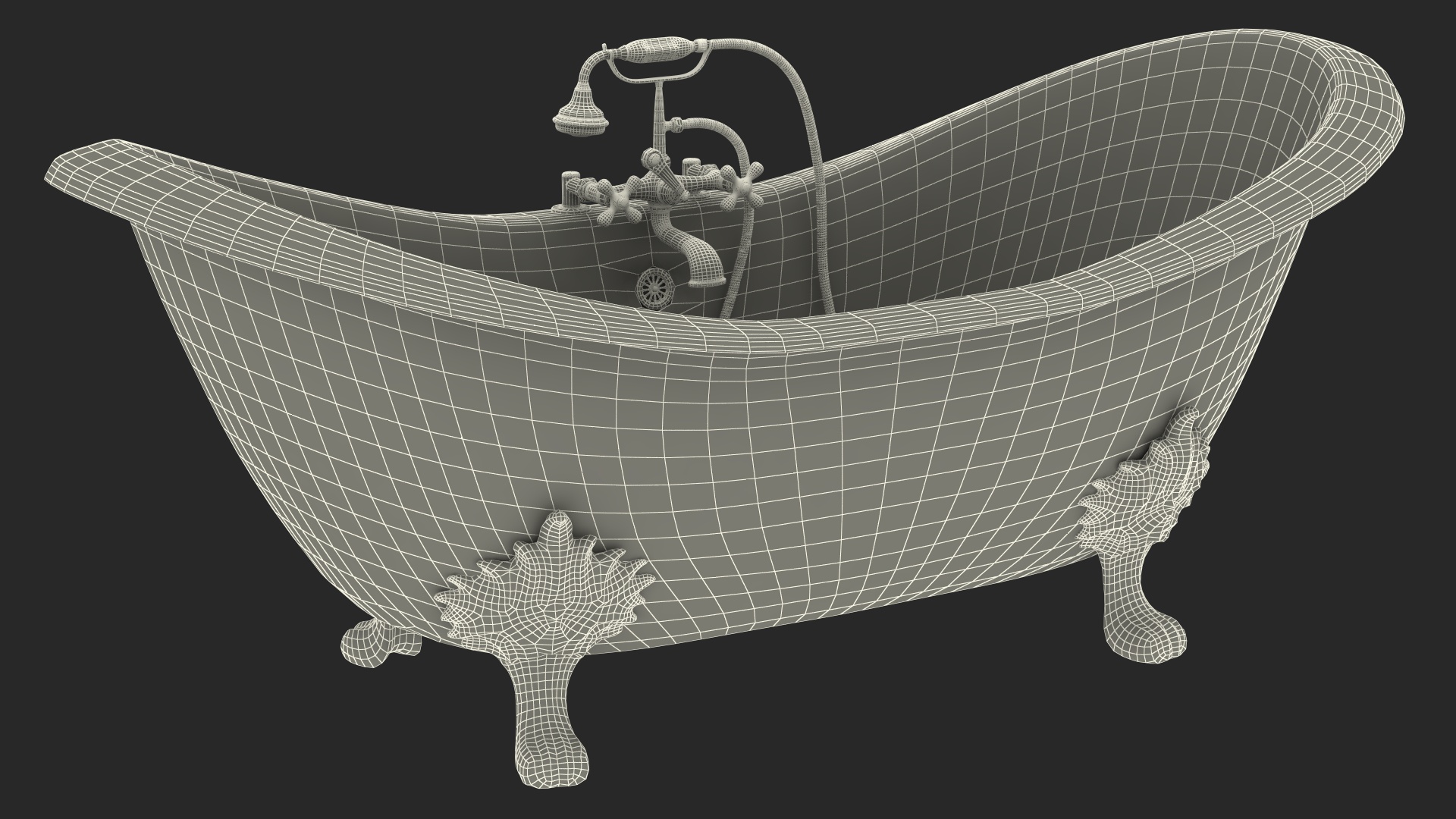 Double Slipper Clawfoot Tub 3D