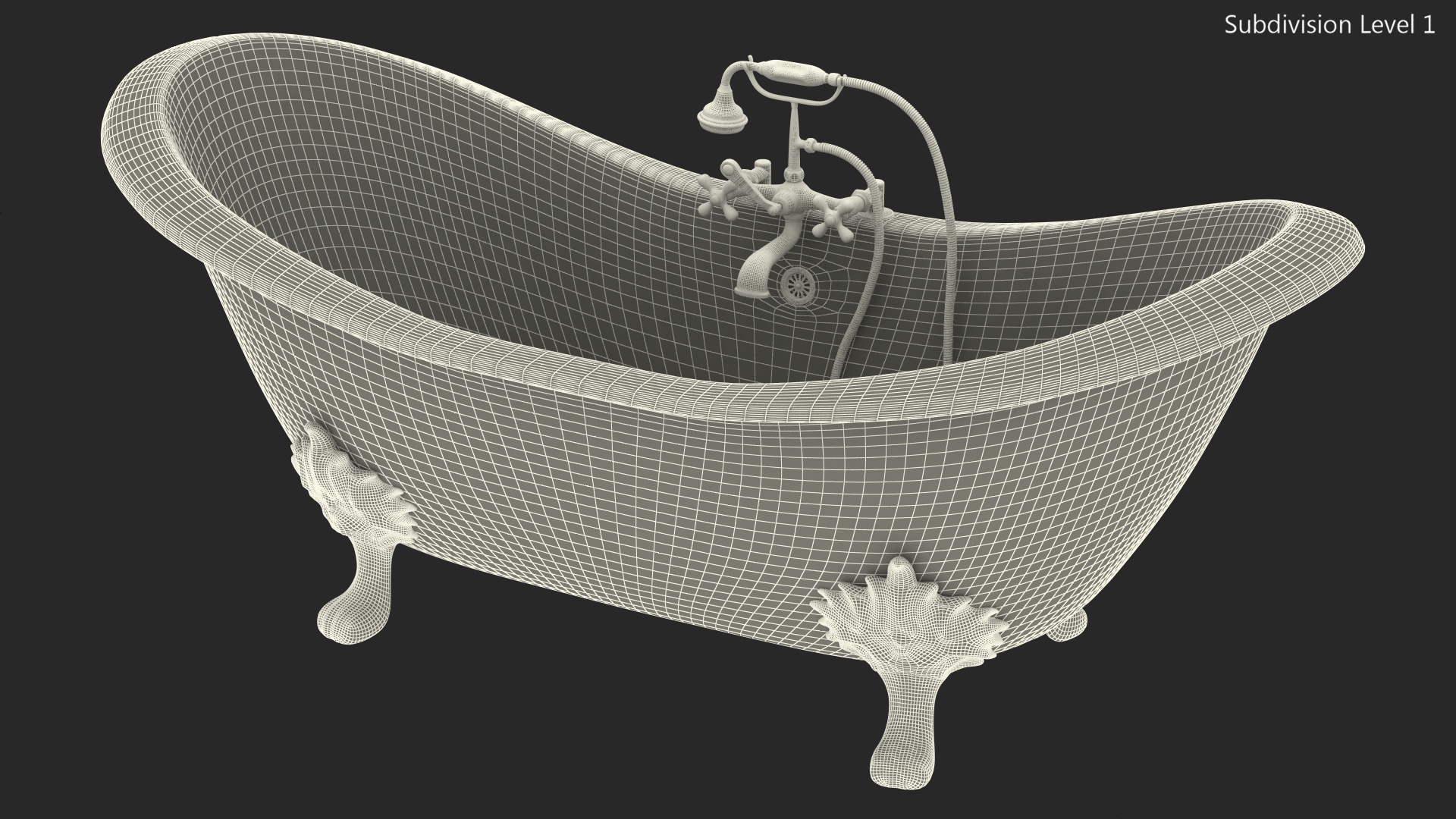 Double Slipper Clawfoot Tub 3D