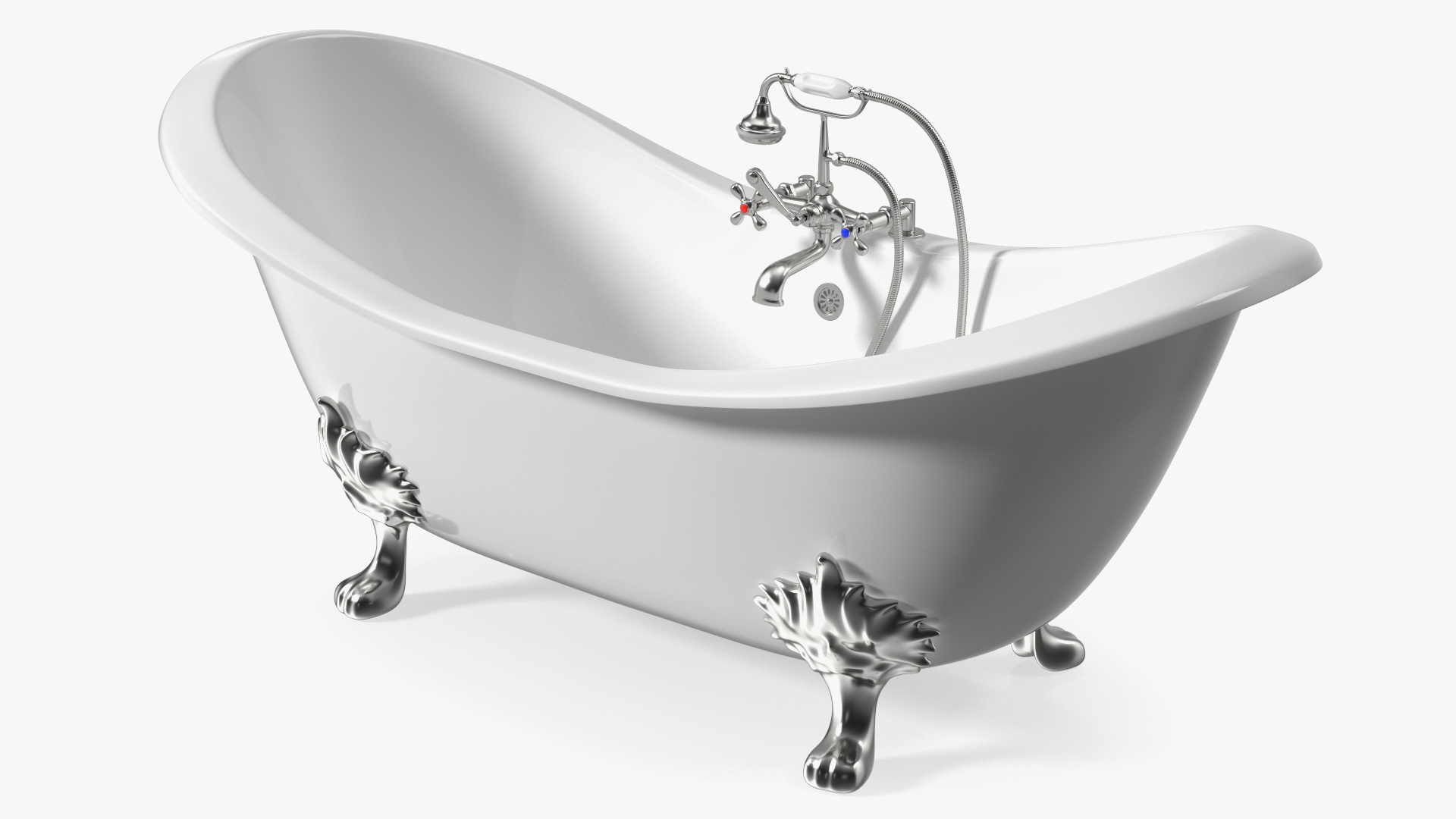 Double Slipper Clawfoot Tub 3D