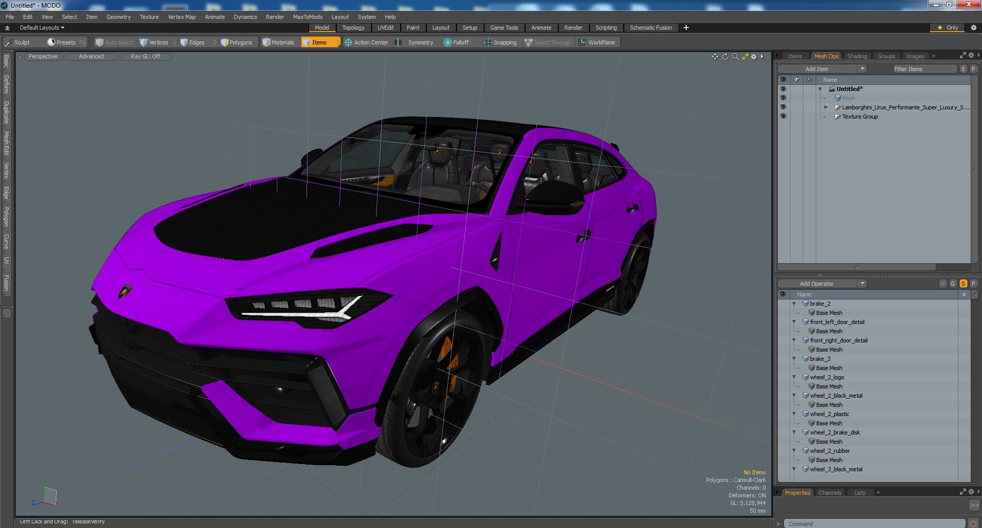 3D Lamborghini Urus Performante Super Luxury SUV Simple Interior
