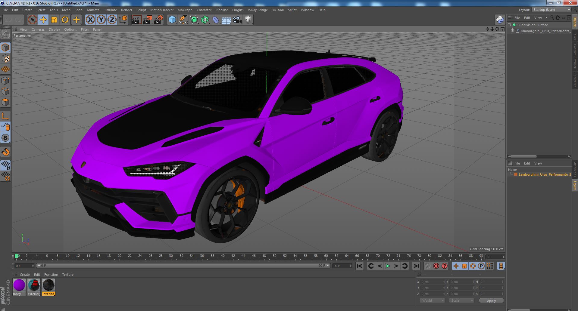 3D Lamborghini Urus Performante Super Luxury SUV Simple Interior