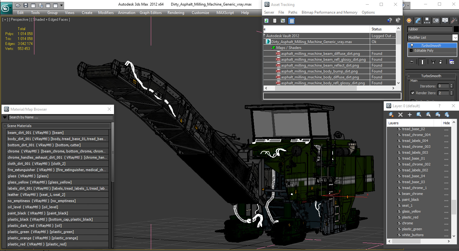 Dirty Asphalt Milling Machine Generic 3D