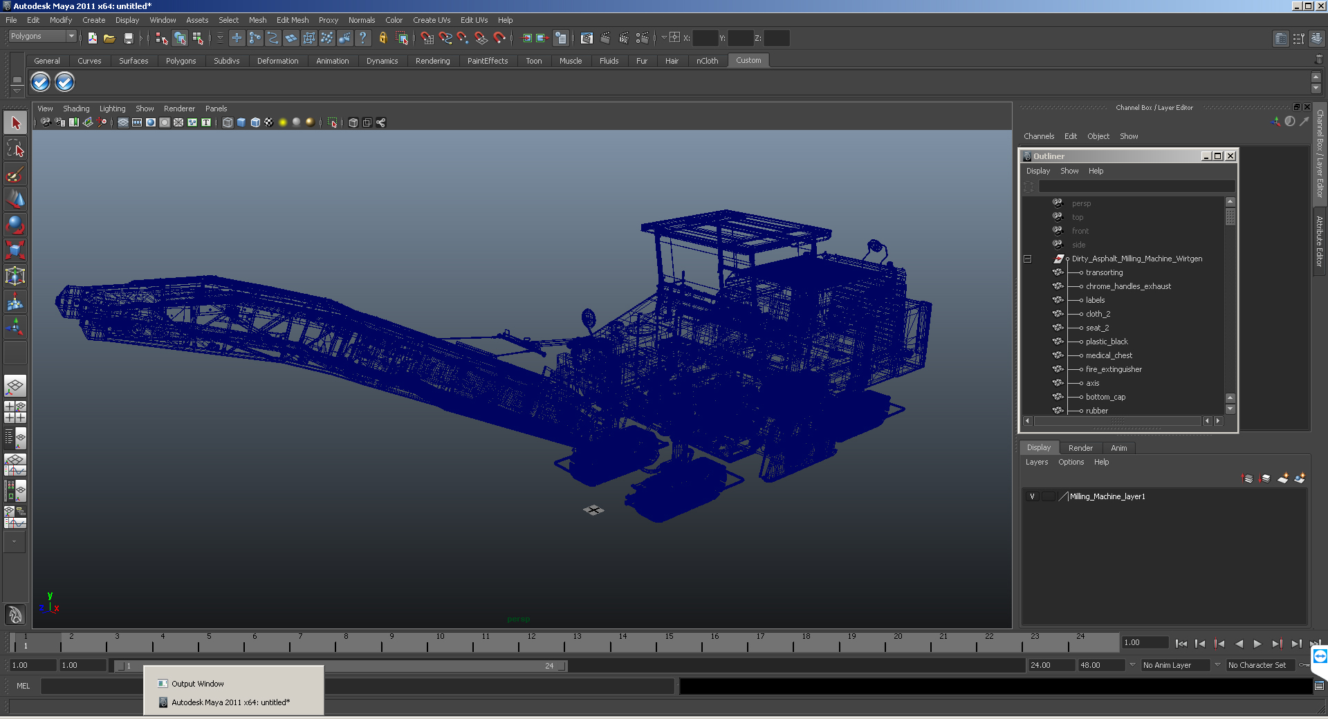 Dirty Asphalt Milling Machine Generic 3D