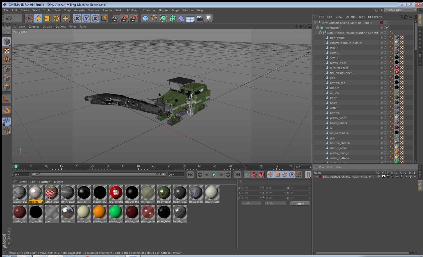 Dirty Asphalt Milling Machine Generic 3D
