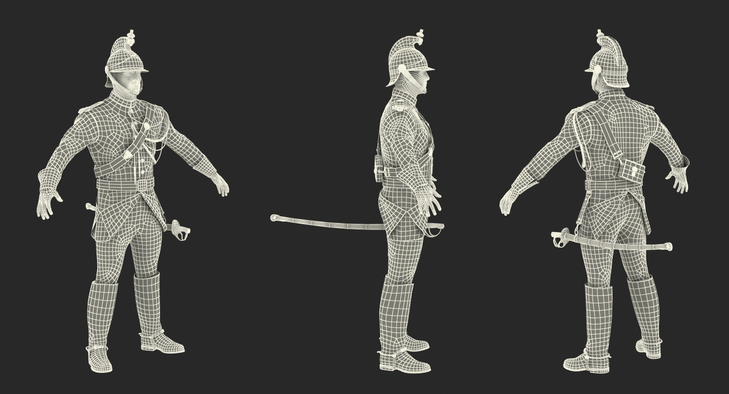 3D model French Republican Guard in Traditional Uniform with Fur