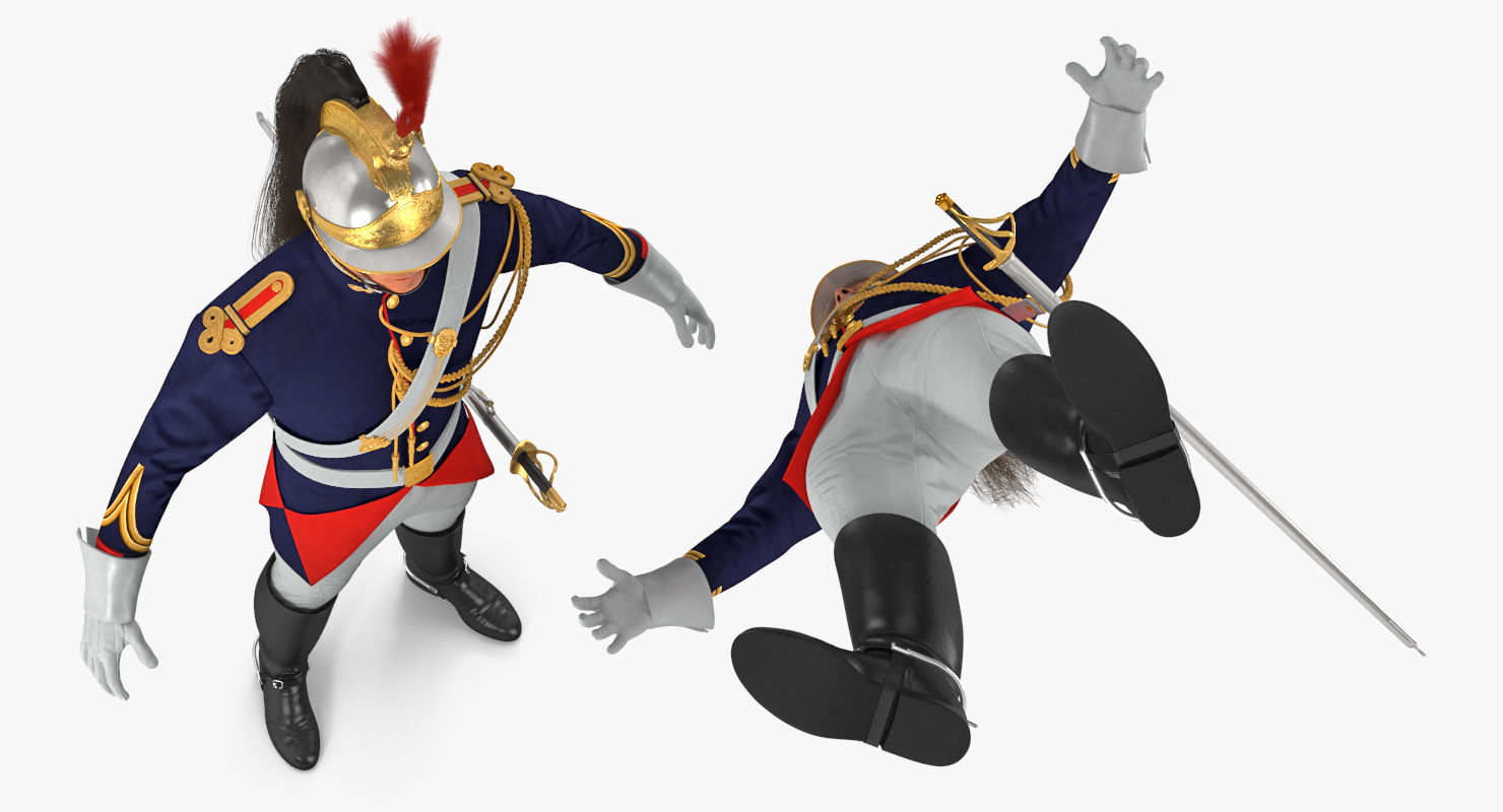 3D model French Republican Guard in Traditional Uniform with Fur