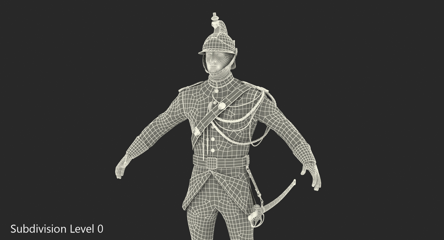 3D model French Republican Guard in Traditional Uniform with Fur