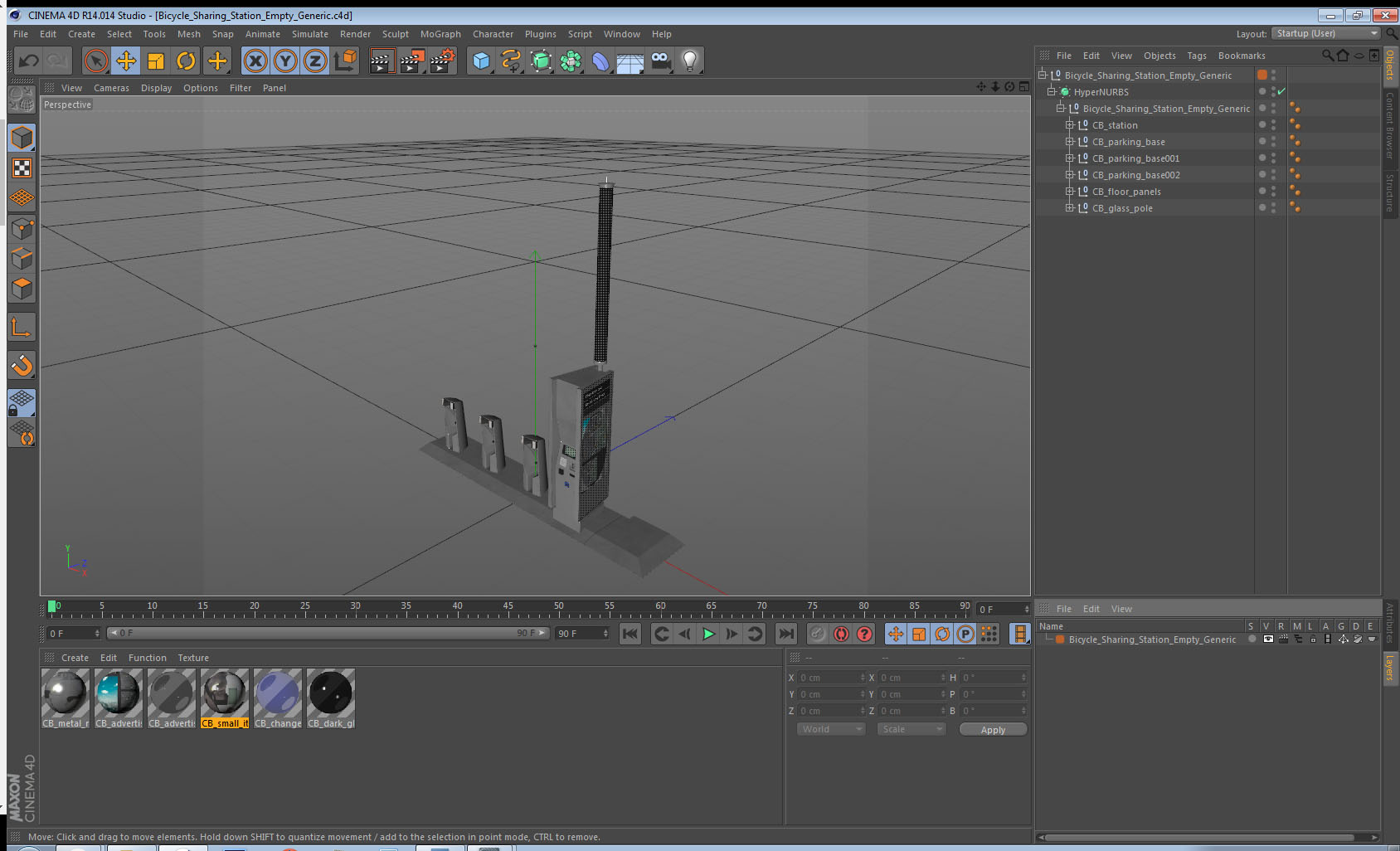 Bicycle Sharing Station Empty Generic 3D