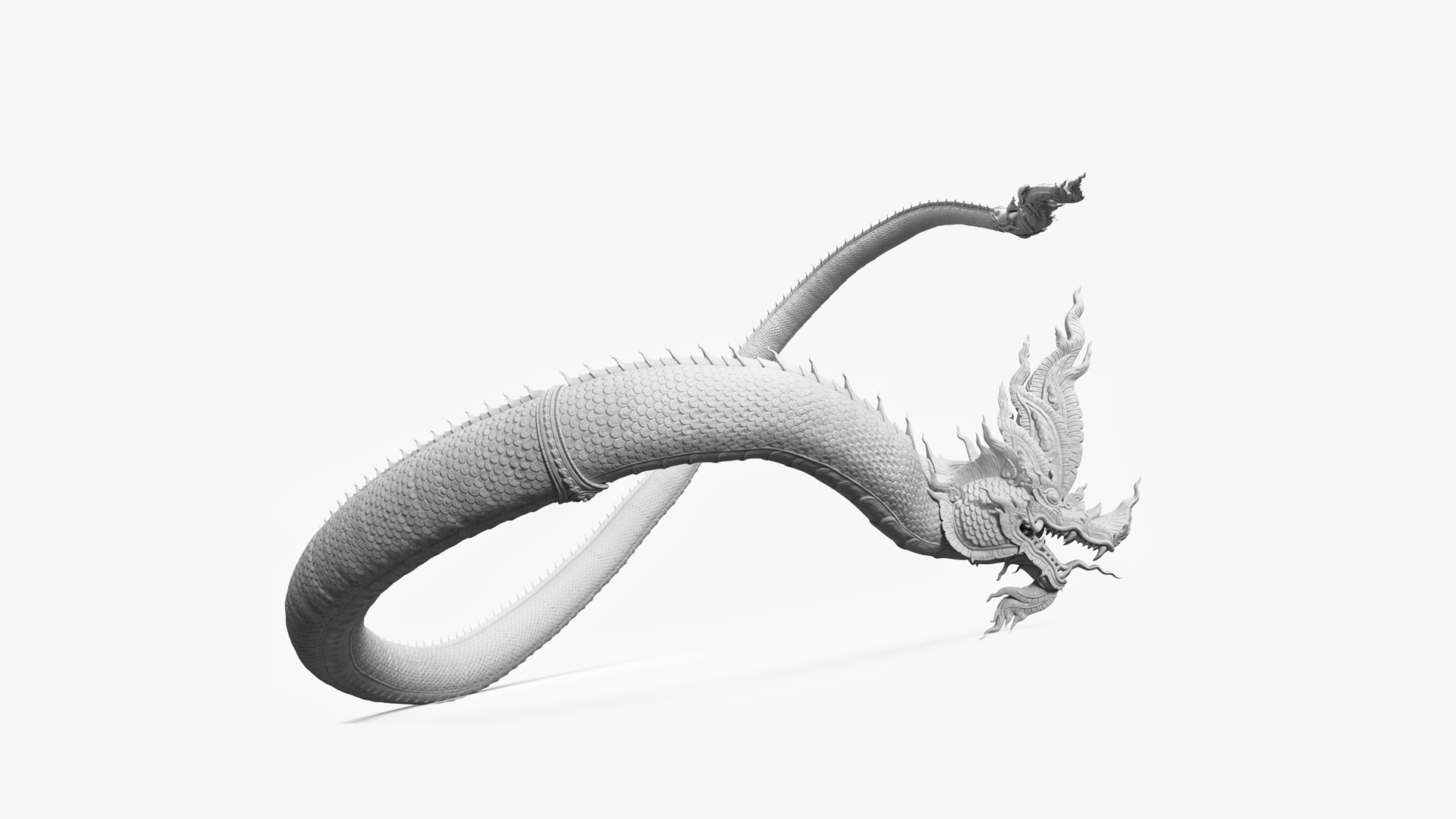 3D Serpent Dragon White Rigged for Maya