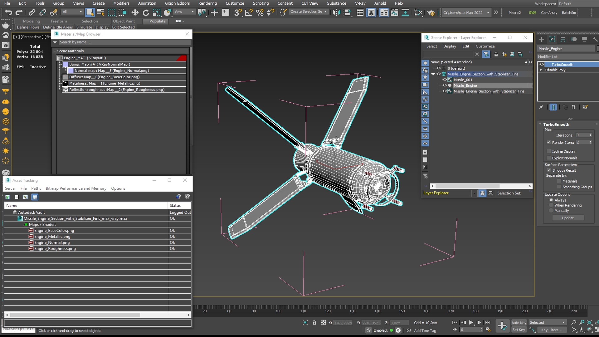 Missile Engine Section with Stabilizer Fins - view 9