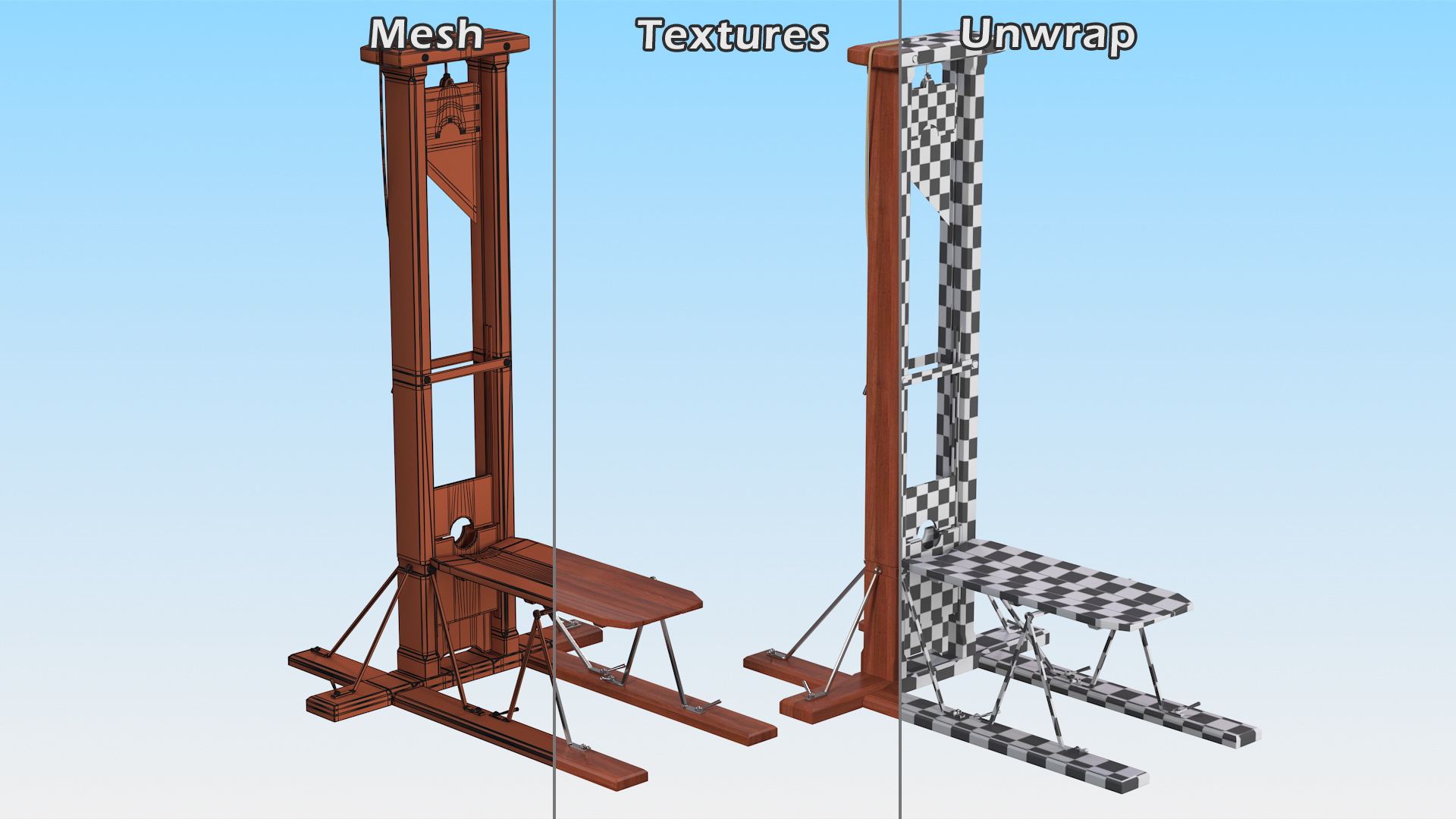 3D Vintage 19th Century French Guillotine model