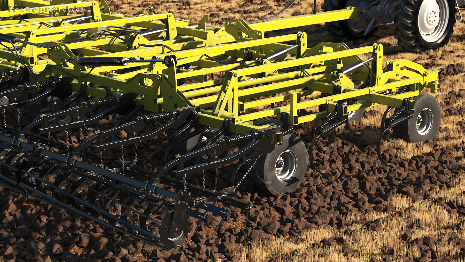 Vintage Tractor Ferguson 698 with Seedbed Cultivator Rigged 3D model