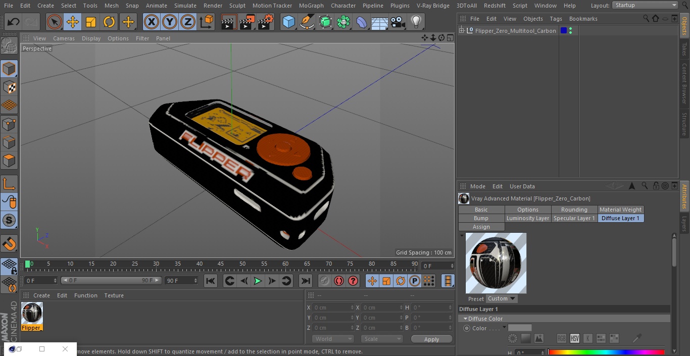Flipper Zero Multitool Carbon 3D model