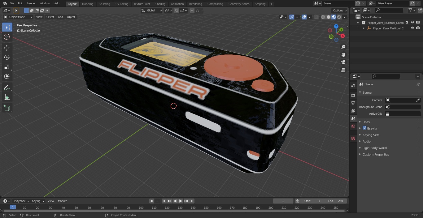Flipper Zero Multitool Carbon 3D model